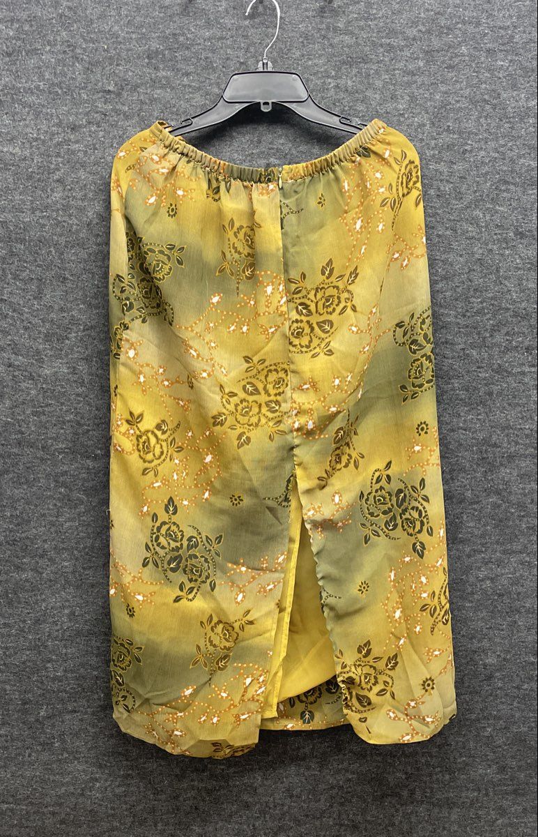 New York & Company Women's Skirt Green Floral Sheer Overlay Vintage Y2K Sz L