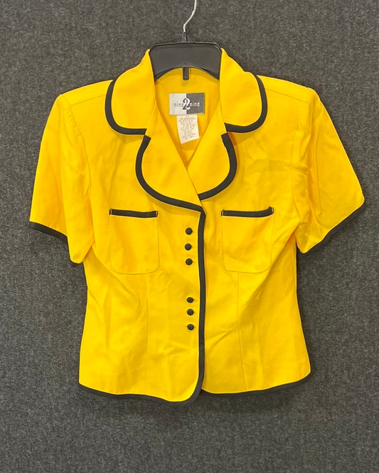Vintage 90s Nine 2 Nine Women's Yellow Short Sleeve Button Up Shirt Jacket 4P