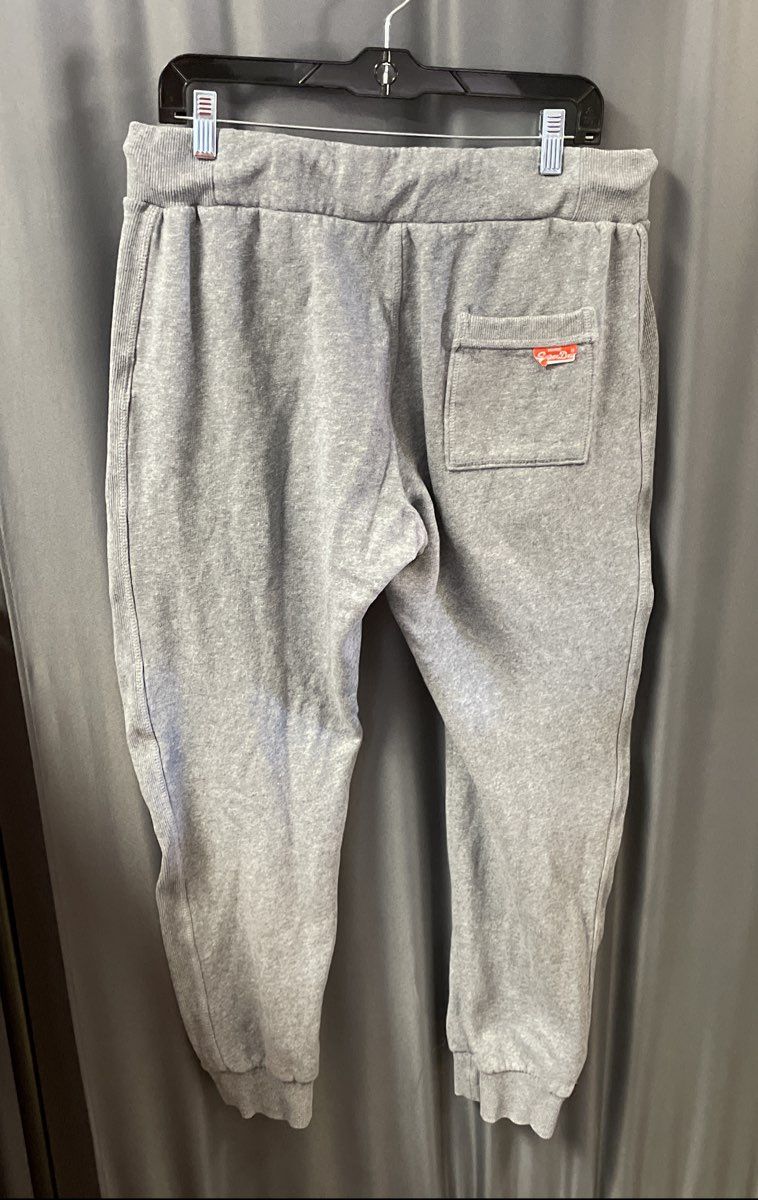 Superdry Men's Gray Orange Label Slim Fit Fleece Joggers Sweatpants Sz L