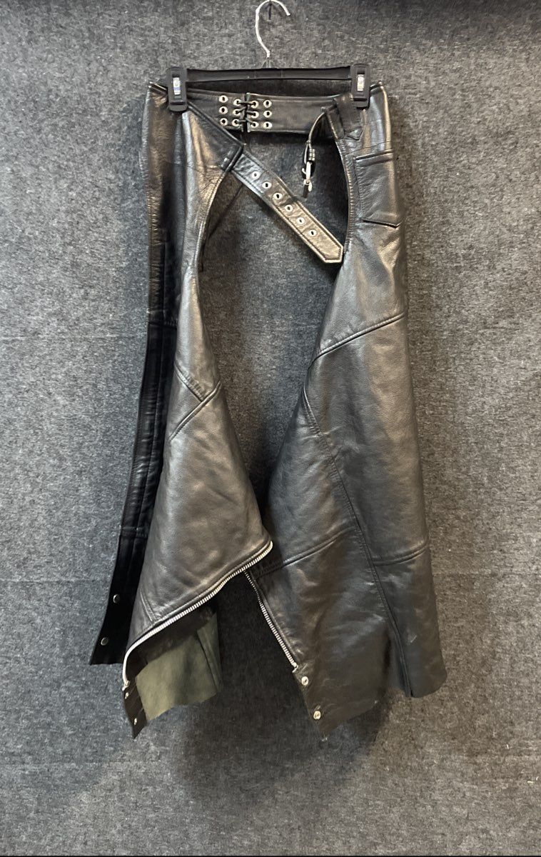 First Manufacturing Co FMC Black Leather Motorcycle Riding Chaps Sz XS
