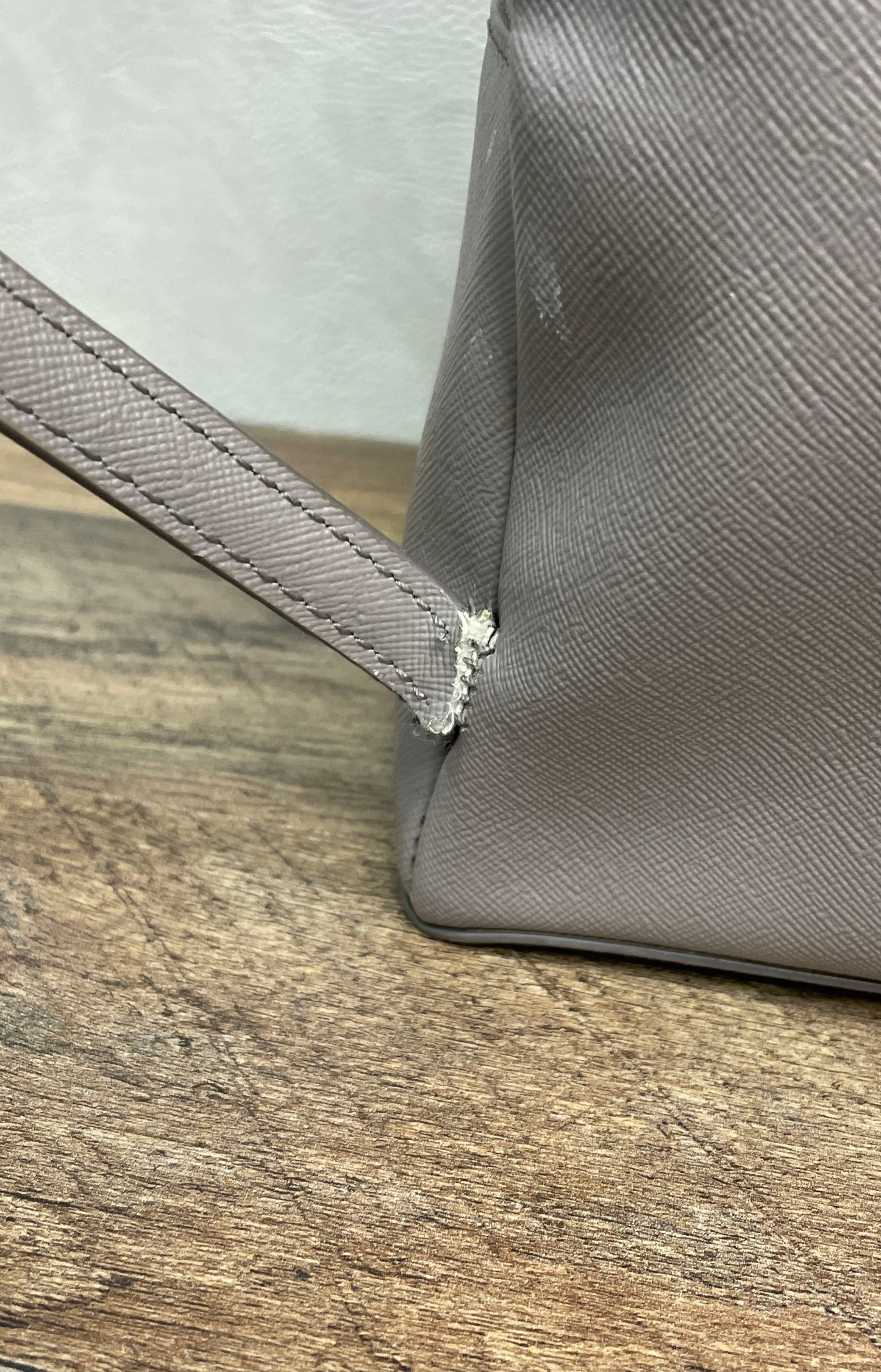 Kate Spade Mauve Grey Saffiano Leather Glitter Small Backpack Gold Hardware