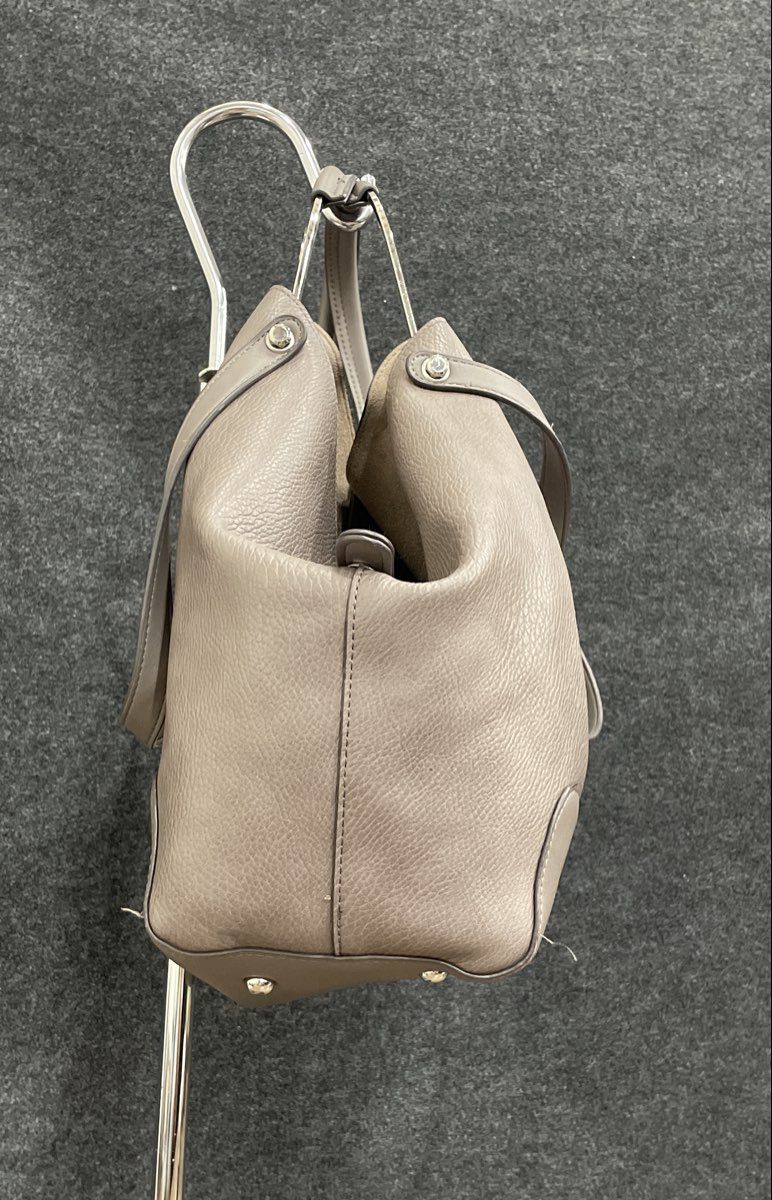 Sondra Roberts Grey Pebbled Leather Large Tote Shoulder Bag Silver Hardware