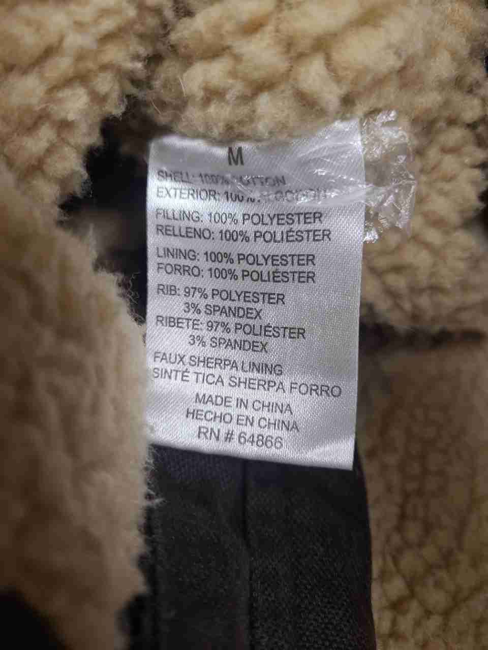 Lee Men's Brown Premium Select Faux Sherpa Lined Canvas Hooded Work Jacket Sz M