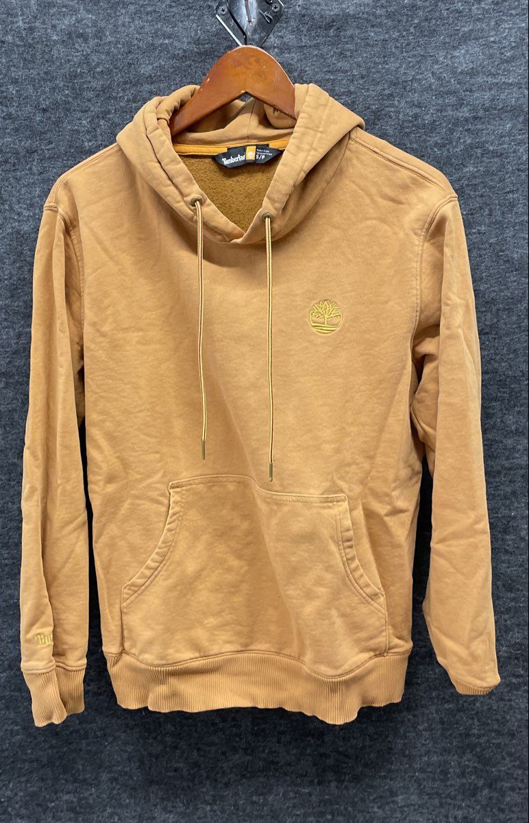 Timberland Men's Wheat Brown Regular Fit Embroidered Logo Fleece Hoodie Sz S