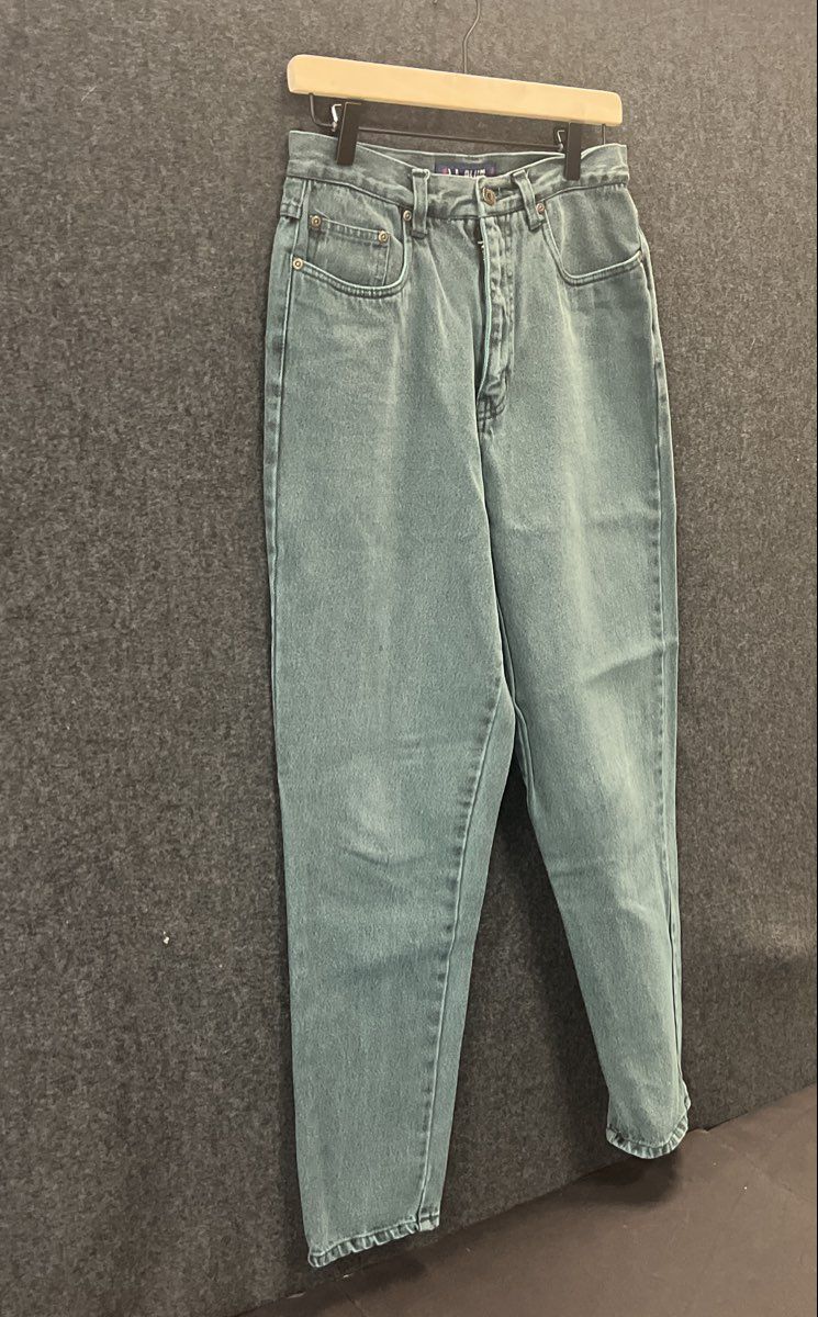Vintage 90s L.A. Blues Women's Green High Waisted Tapered Leg Jeans Sz 10 Long