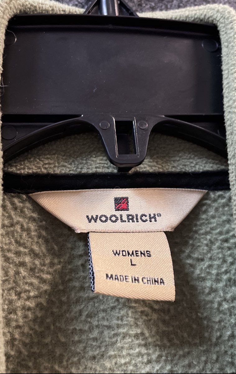 Woolrich Women's Sage Green Full Zip Fleece Vest Mock Neck Sleeveless Sz L
