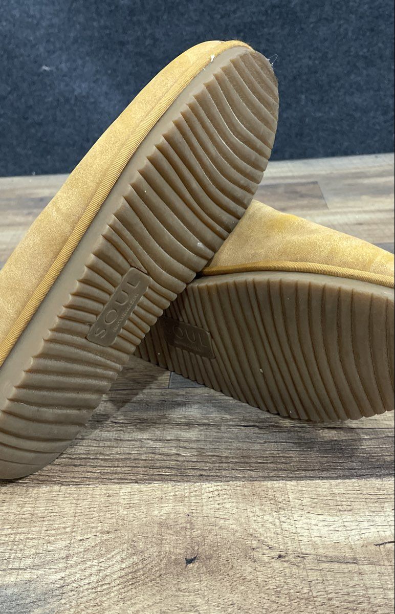 Soul Naturalizer Mustard Yellow Faux Fur Cork Mule Slippers Size 6.5