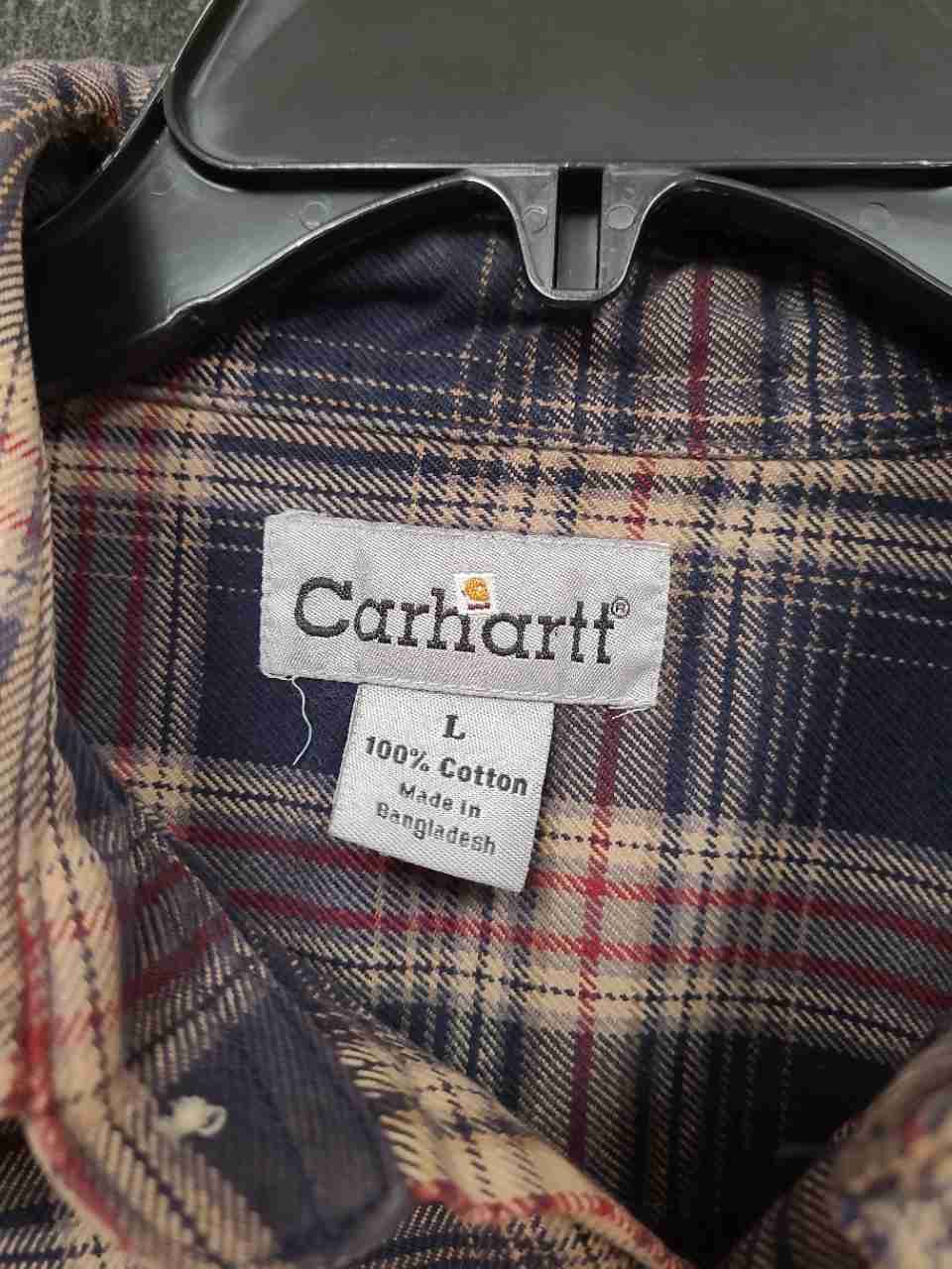 Carhartt Men's Plaid Long Sleeve Button Down Cotton Work Shirt Sz L