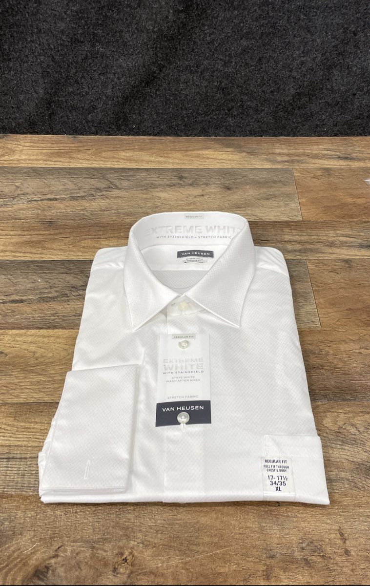 Van Heusen Men's White Extreme White Stainshield Stretch Dress Shirt Sz XL NWT