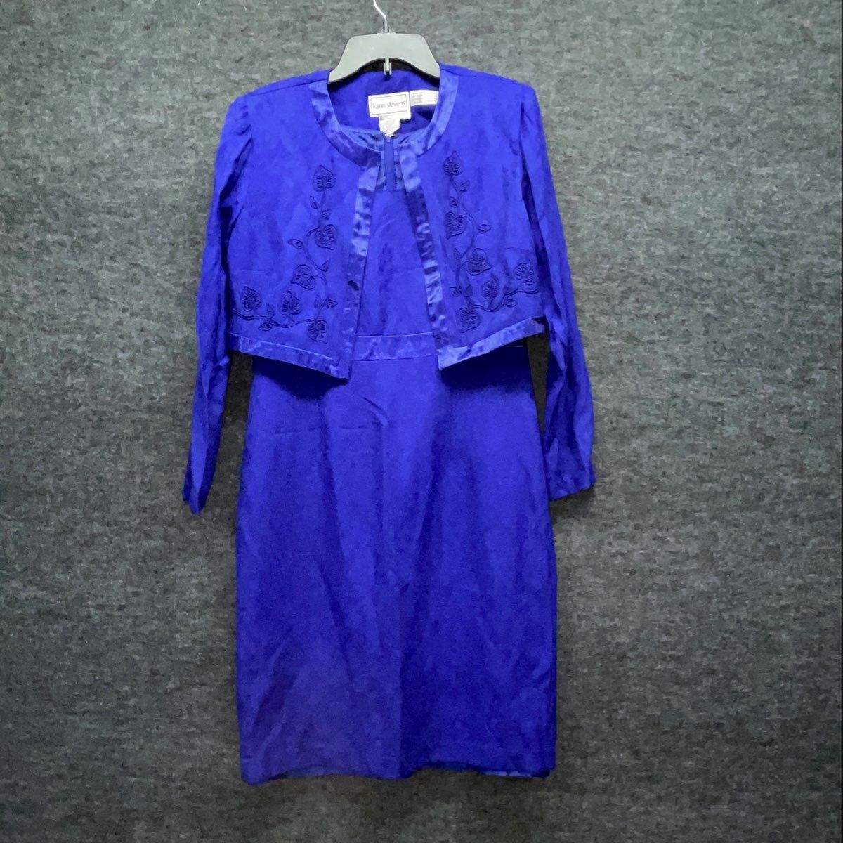 Karin Stevens Women's Plum Purple Vintage 90s Floral Jacquard Dress Set Sz 10