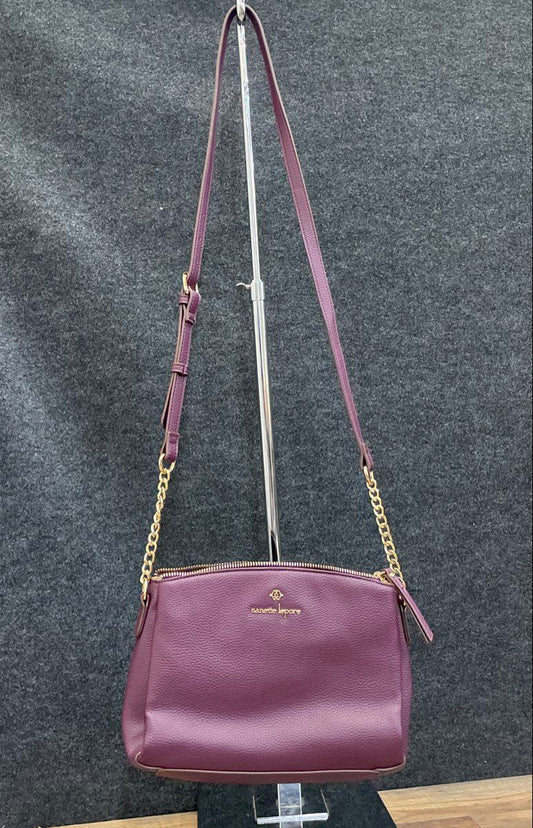 Nanette Lepore Purple Pebbled Leather Triple Zip Crossbody Shoulder Bag