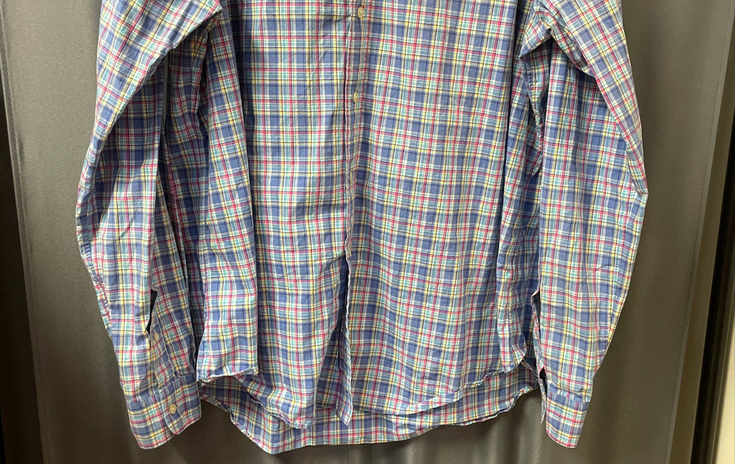 Polo Ralph Lauren Men's Blue Plaid Cotton Button Down Long Sleeve Shirt Sz XL