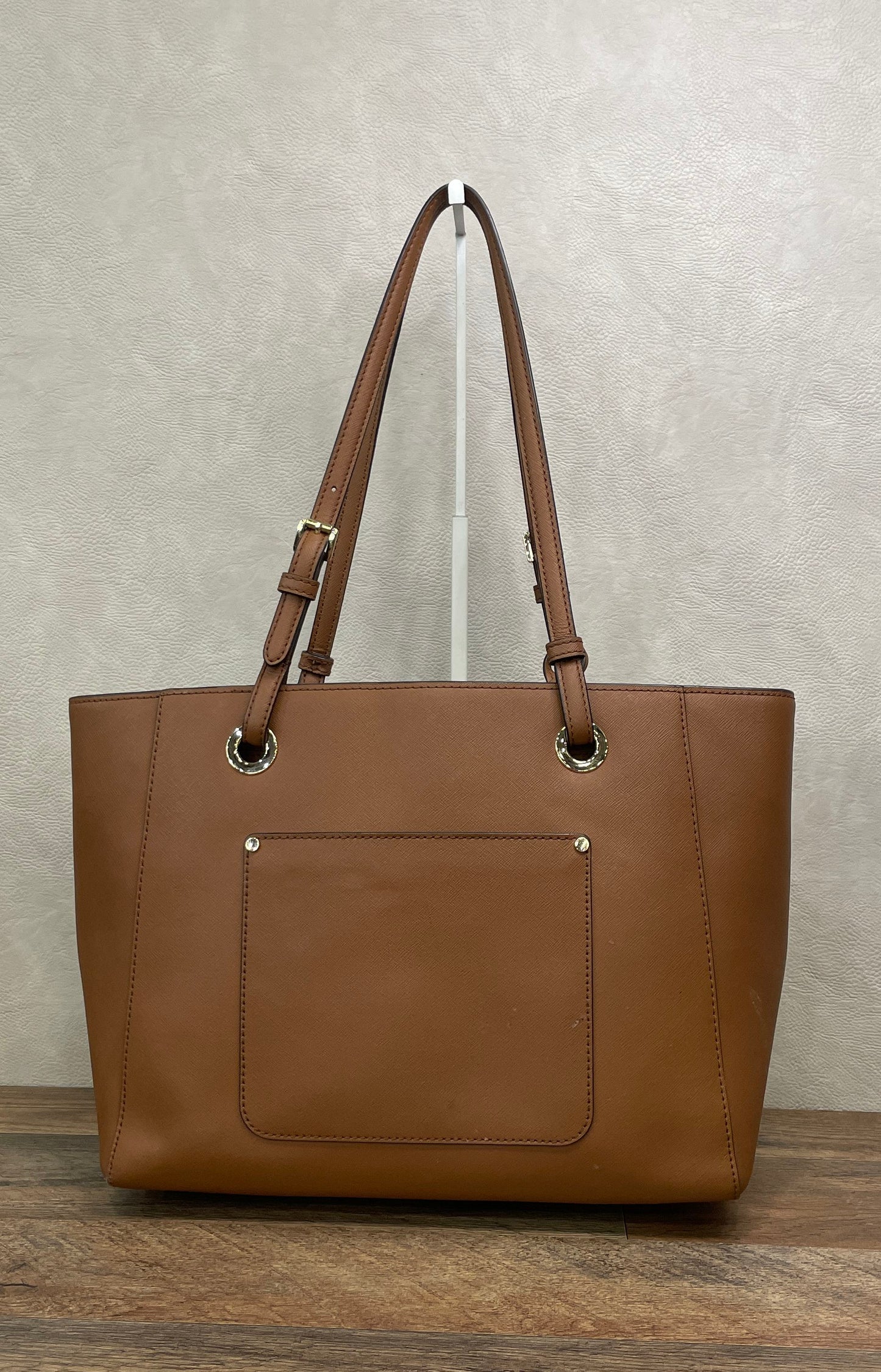 Michael Kors Large Brown Saffiano Leather Tote Bag Gold Hardware