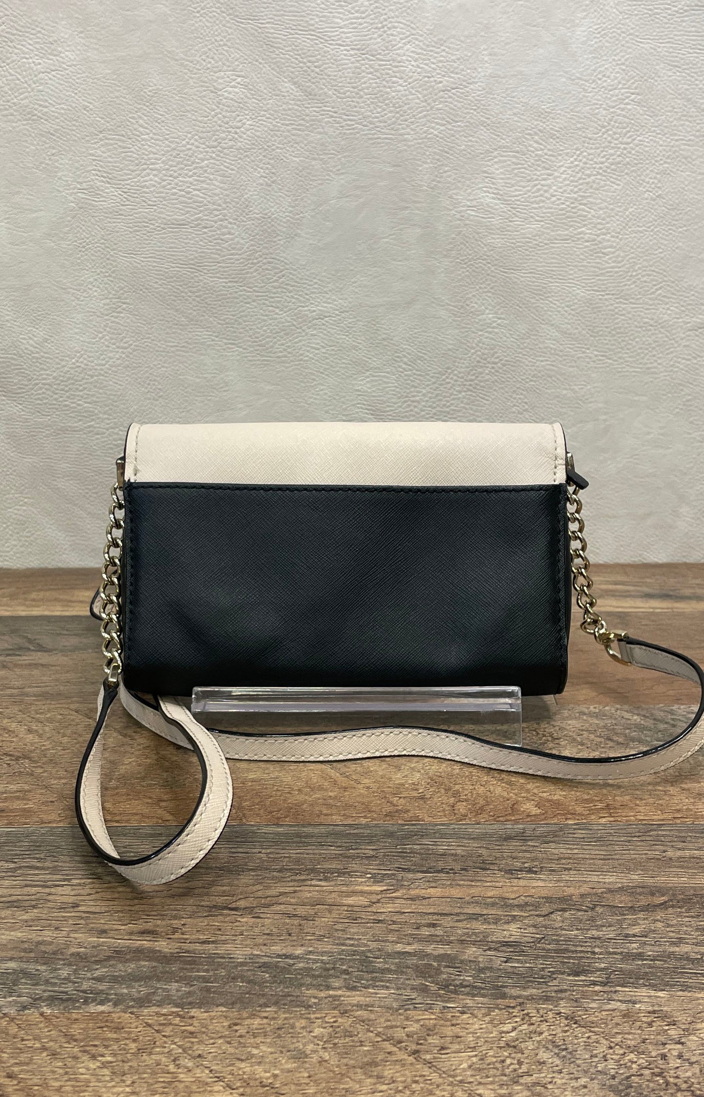 Kate Spade Cream Black Saffiano Leather Colorblock Chain Crossbody Bag