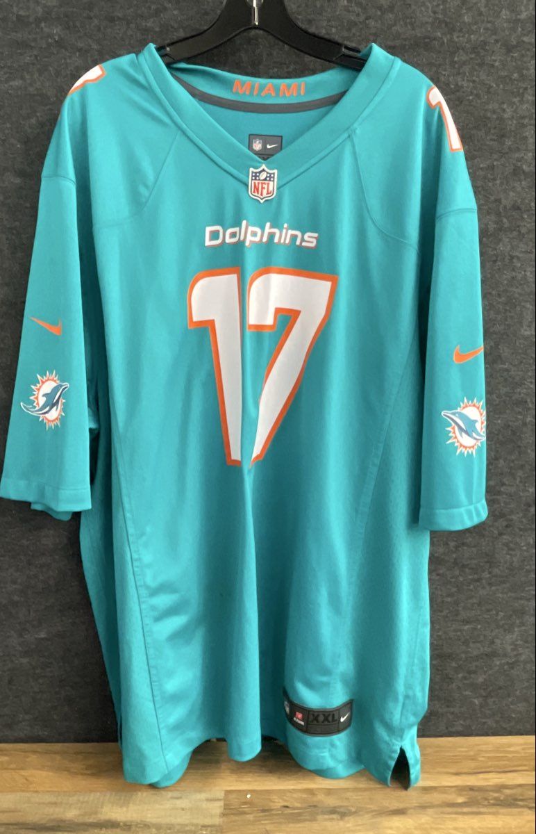 Nike Men's Miami Dolphins Jaylen Waddle #17 Aqua On Field Football Jersey XXL
