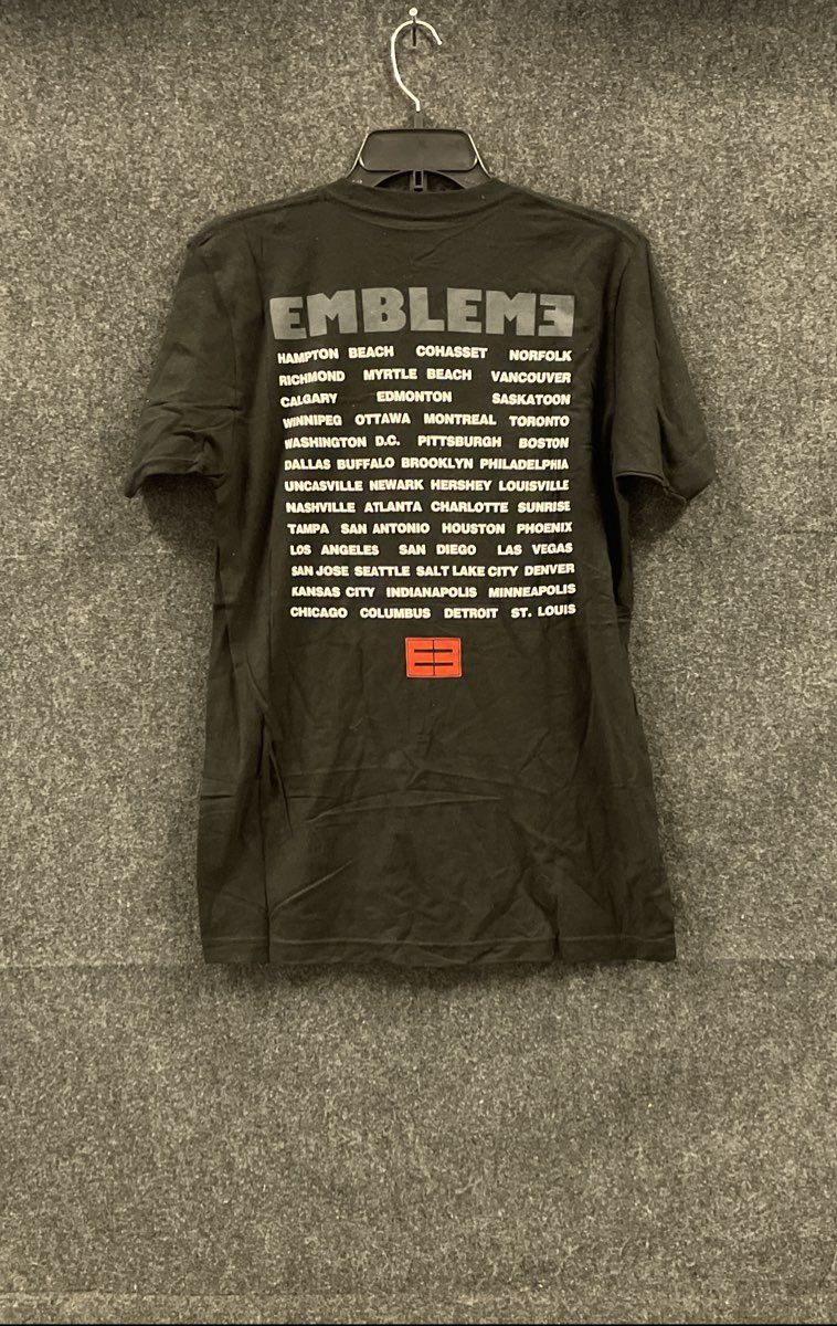 Emblem3 Men's Black 2013 Tour T-shirt Band Photo Graphic Cities List Size M