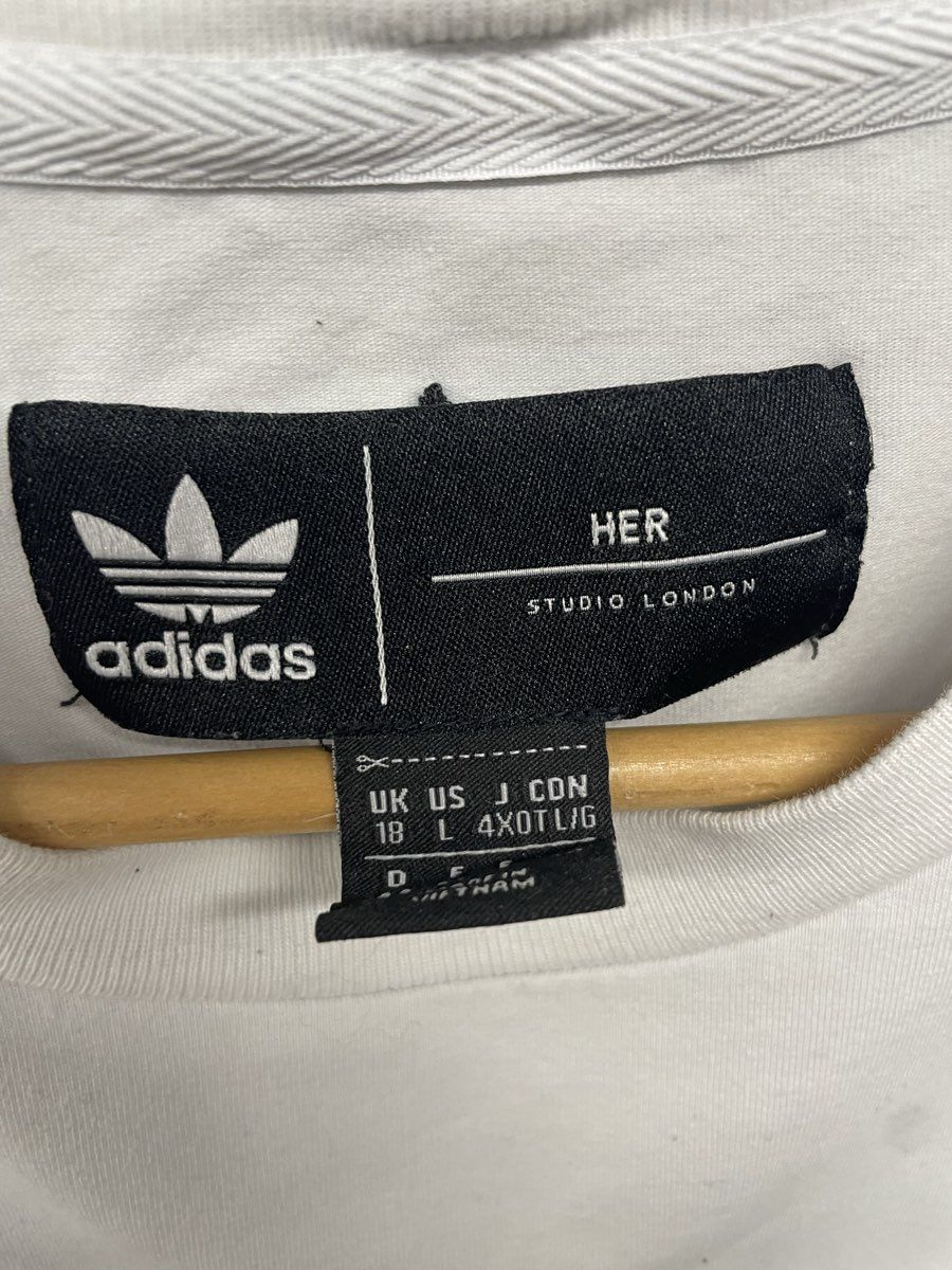 Adidas HER Studio London Women's Trefoil Floral Graphic T-Shirt White Sz L