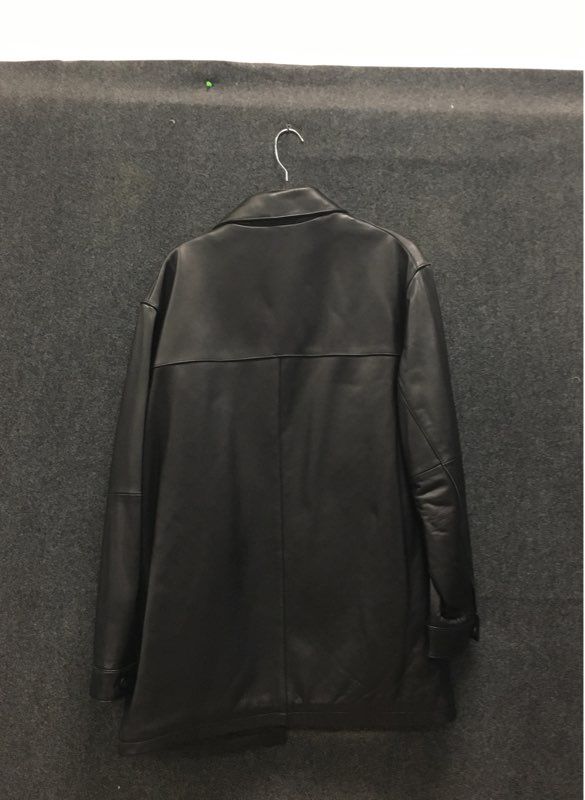 Claiborne Men's Black Lambskin Leather Jacket Button Up Quilted Lined Sz L