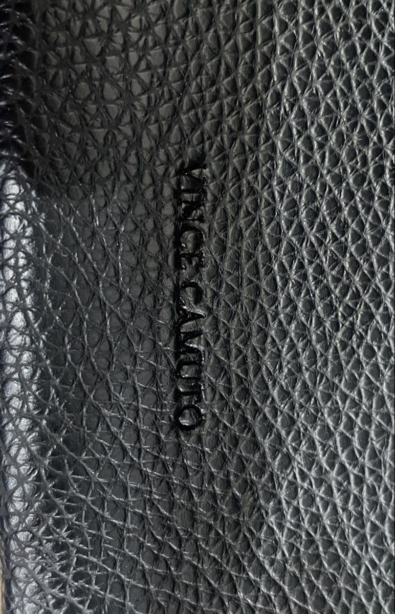 Vince Camuto Black Pebbled Leather Grey Stripe Tote Bag Large