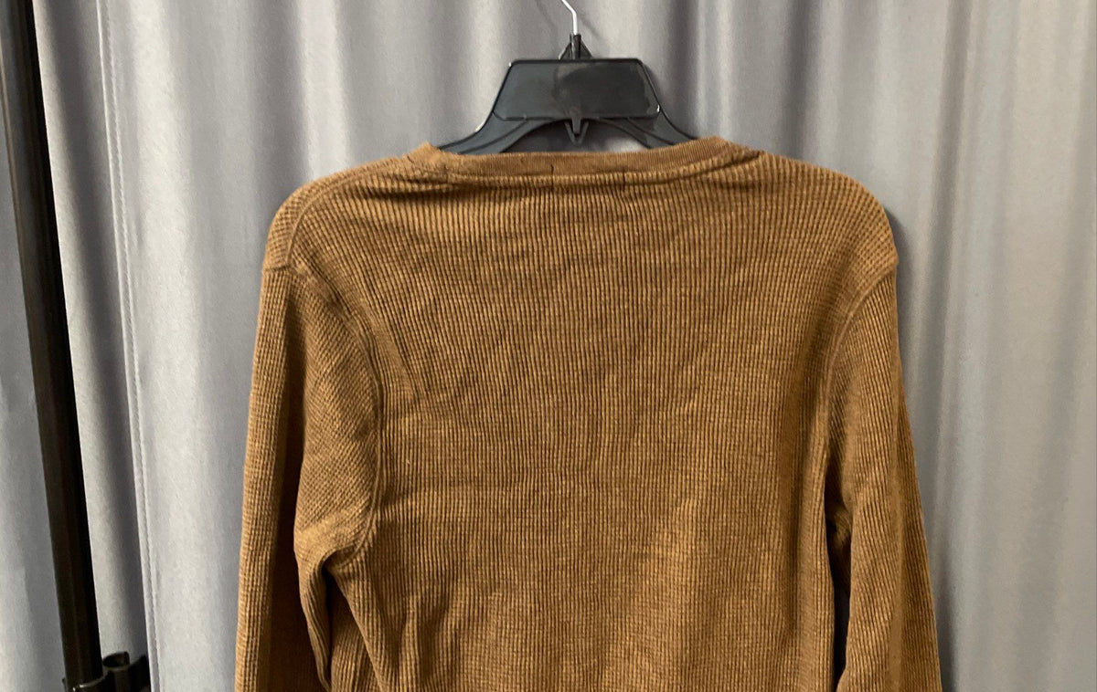 Polo Ralph Lauren Men's Brown Custom Slim Fit Waffle Knit Shirt Pony Logo Sz L