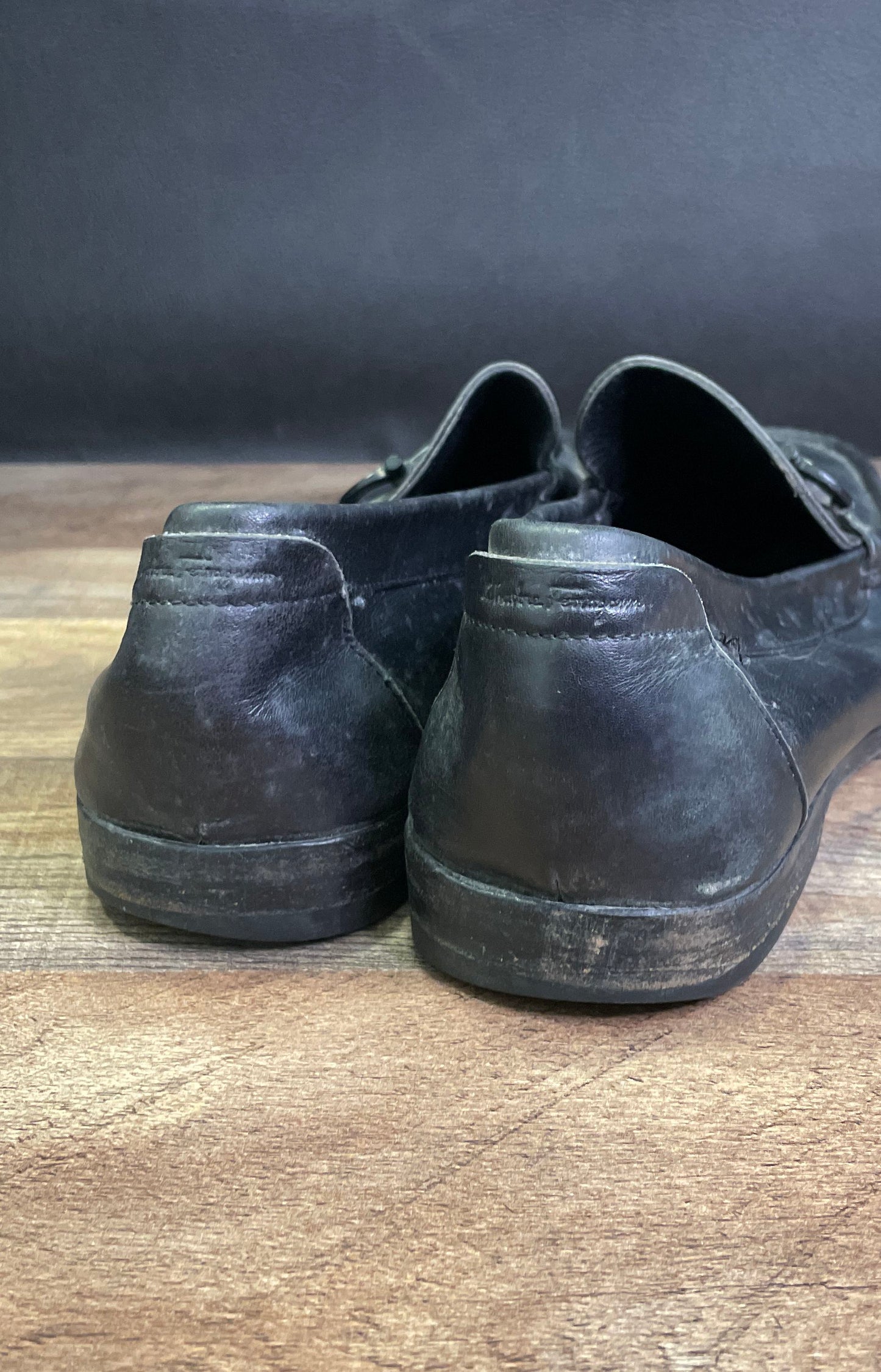 Salvatore Ferragamo Gancini Bit Black Leather Loafers Size 9 D