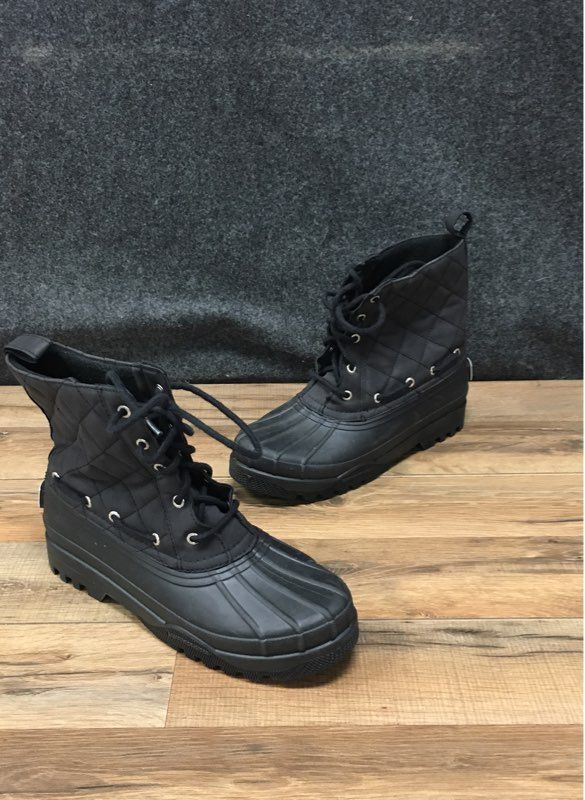 Sperry Top-Sider Saltwater Black Quilted Nylon Duck Boots Women's Size 8