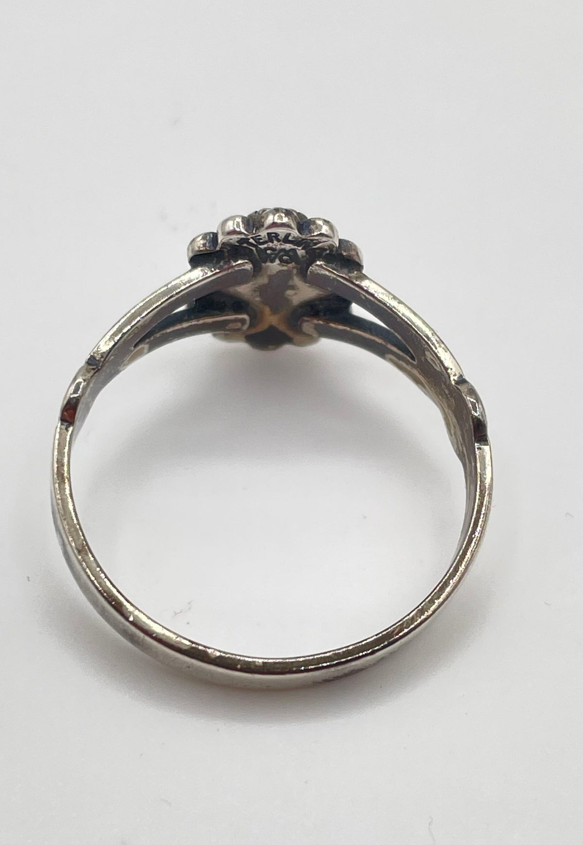 Wheeler Mfg. Co. 925 Sterling Silver Orange Resin Stone Ring 2.3g