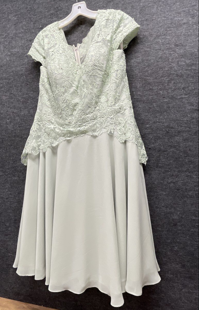 JJ's House Women's Celadon Green Lace A-Line Formal Dress Mother of Bride NWT 16