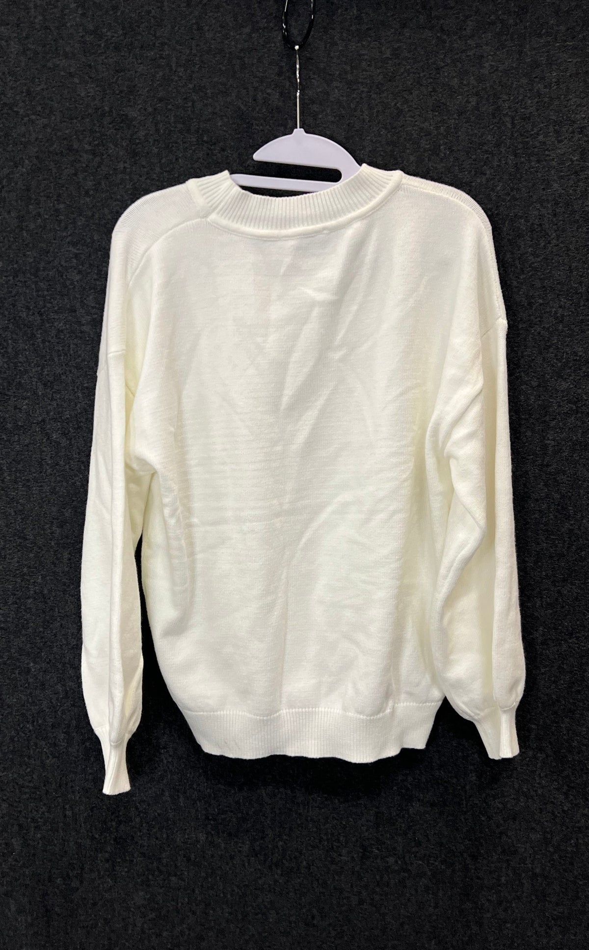 WHY DRESS Women's White Sequin Gnome Graphic Crewneck Sweater NWT Sz M