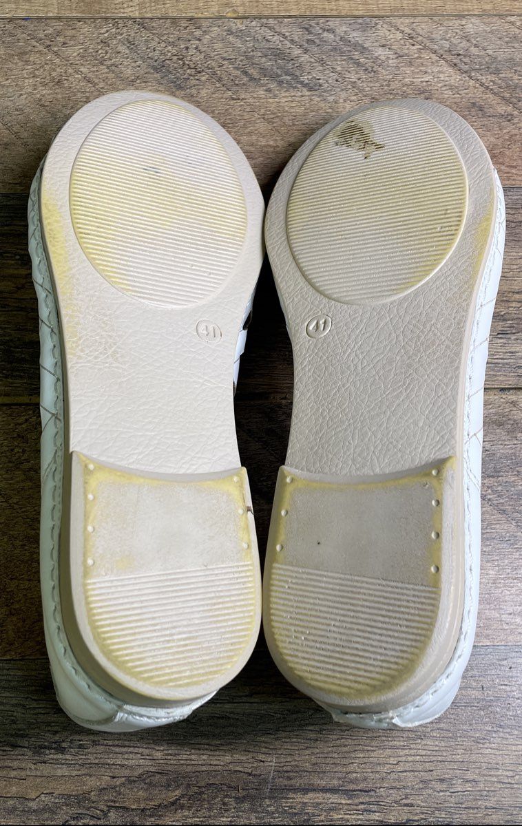 Karyoka White Real Leather Cut Out Comfort Flats Women's Size 41