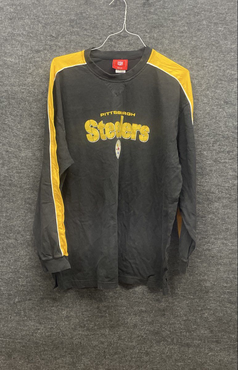 NFL Pittsburgh Steelers Men's Black Long Sleeve Striped Shirt Sz 2XL