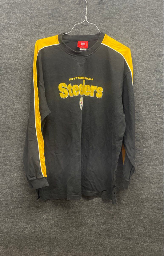 NFL Pittsburgh Steelers Men's Black Long Sleeve Striped Shirt Sz 2XL