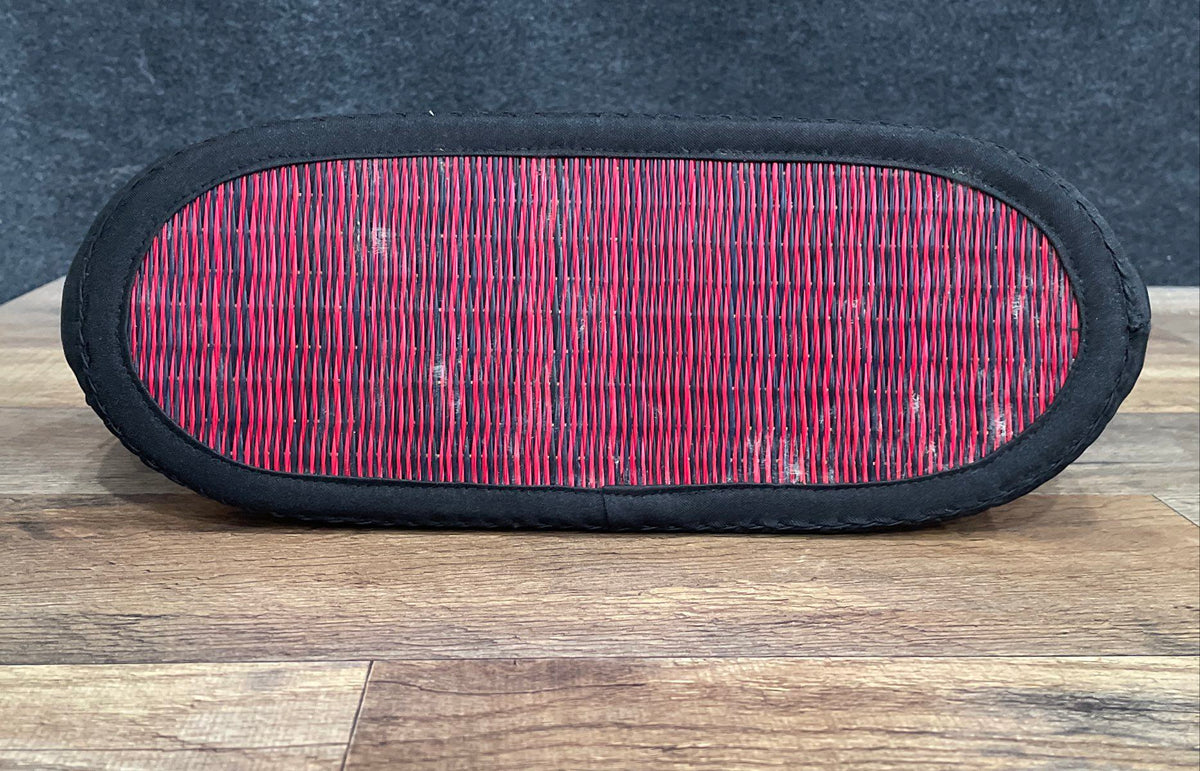 Baskets of Cambodia Red Black Woven Arch Top Handbag Shoulder Bag Artisan