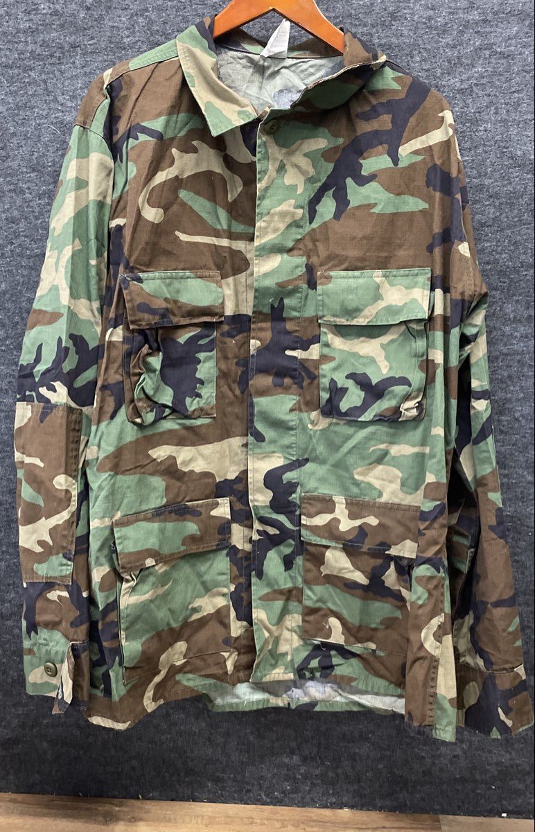 Vintage 2005 Lion Apparel Woodland Camo BDU Field Jacket Ripstop Sz XL-L USA