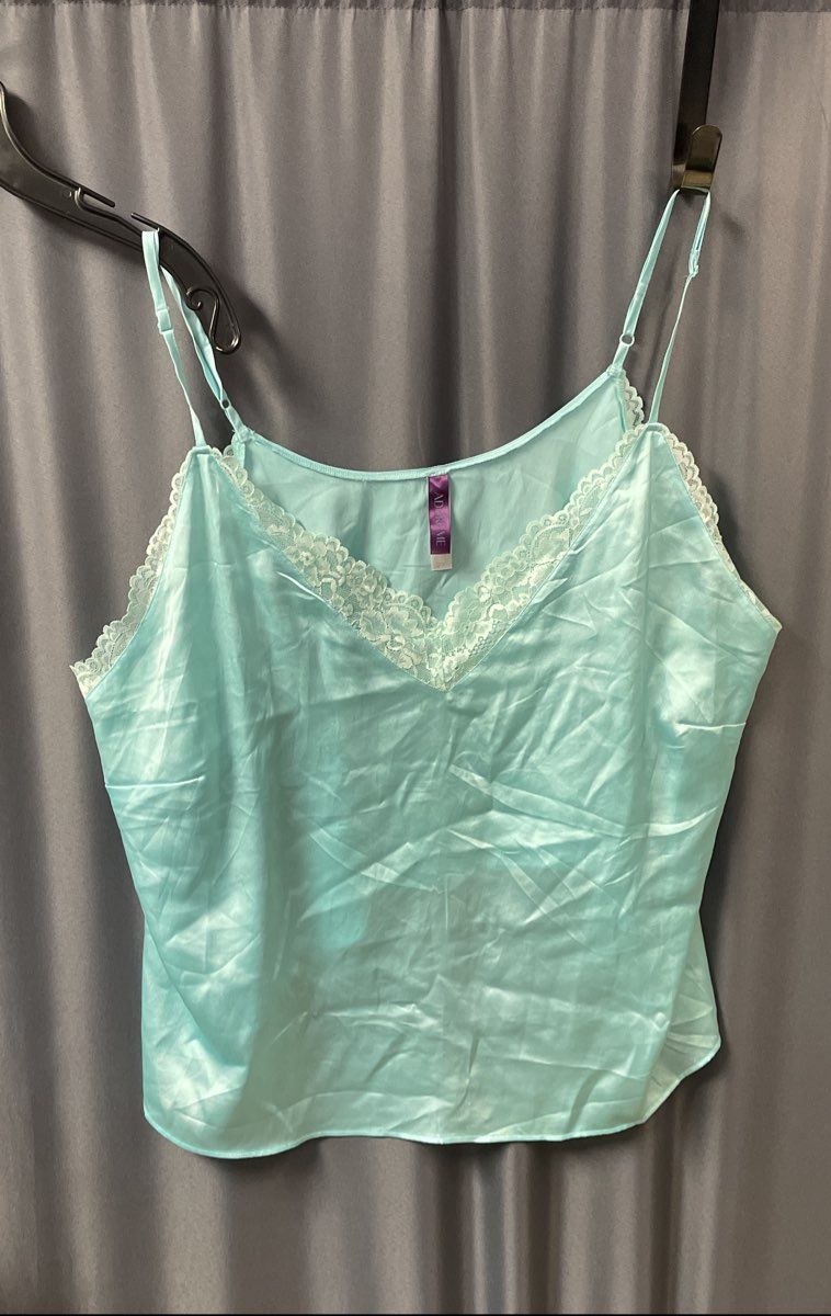 Adore Me Women's Green Floral Satin Pajama Set Cami & Shorts Lace Trim Sz 2X
