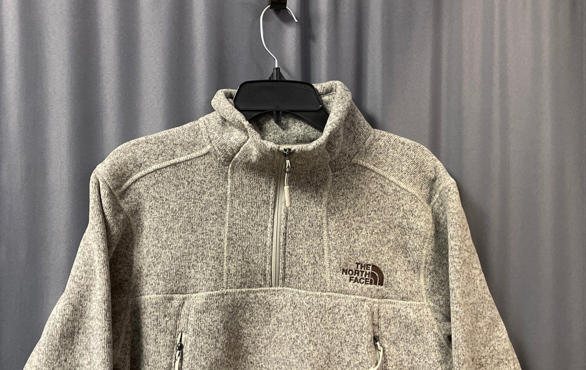 The North Face Men's Gray Heather 1/4 Zip Sweater Fleece Pullover Jacket Sz S