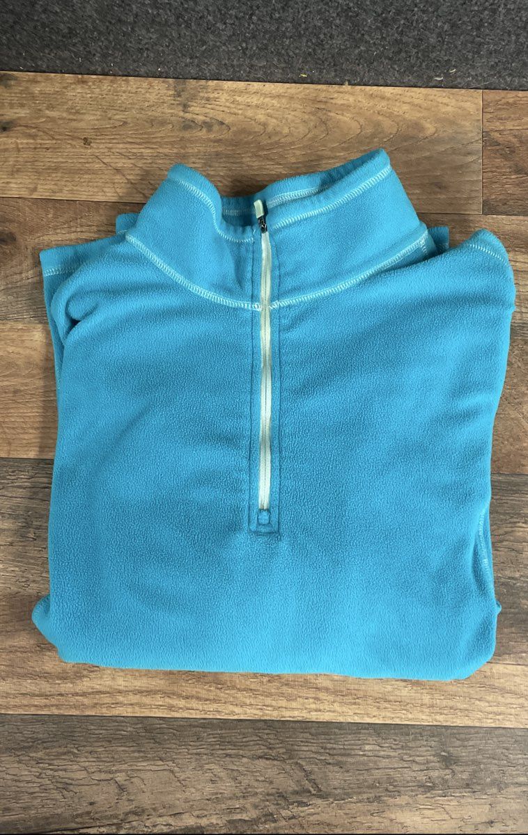 Eddie Bauer Women's Fleece Sweatshirt Teal Blue 1/4 Zip Mock Neck Sz 2XL