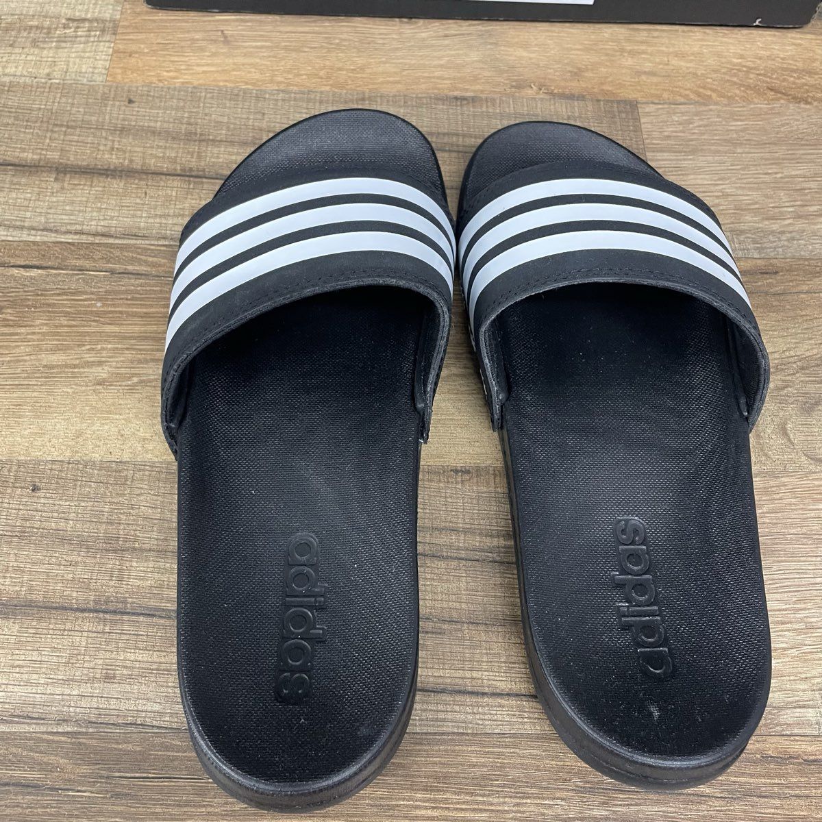 Adidas Adilette Comfort Slides Black White Sandals JS4313 Men's Size 8