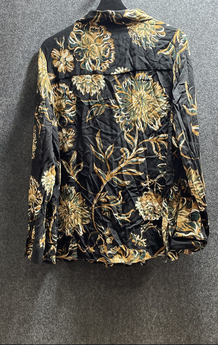 Wonderly Women's Black Floral Rayon Button Up Blouse Shirt Size XL NWT