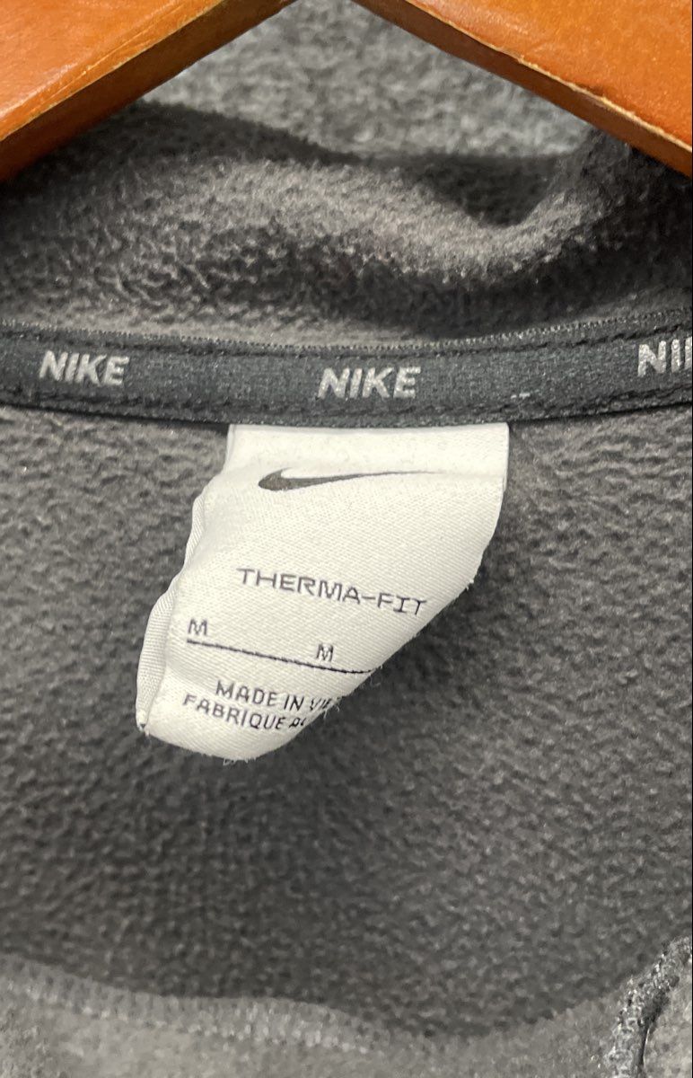 Nike Men's Grey Therma-FIT Allover Logo Print Fleece Hoodie Pullover Sz M