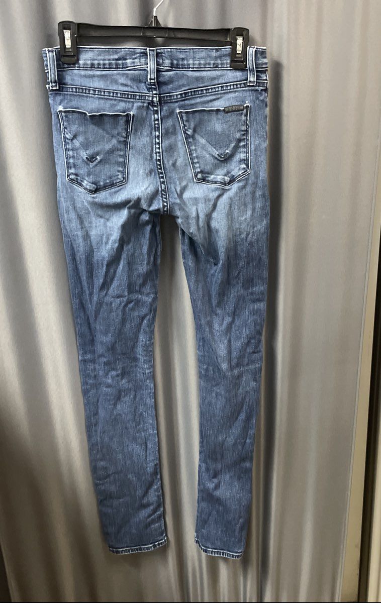 Hudson Women's Blue Skinny Jeans Medium Wash Whiskered Stretch Denim Size 27