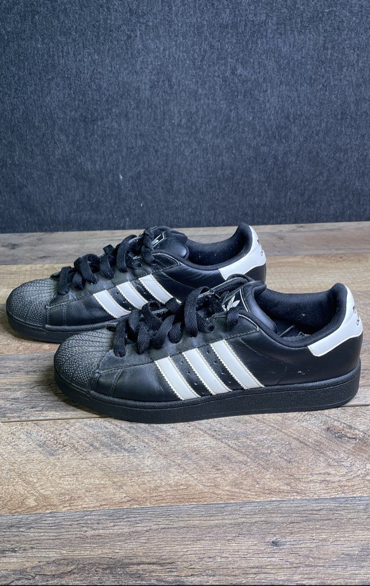 Adidas Superstar Black White Black Sole Shell Toe Sneakers Men's Size 8.5