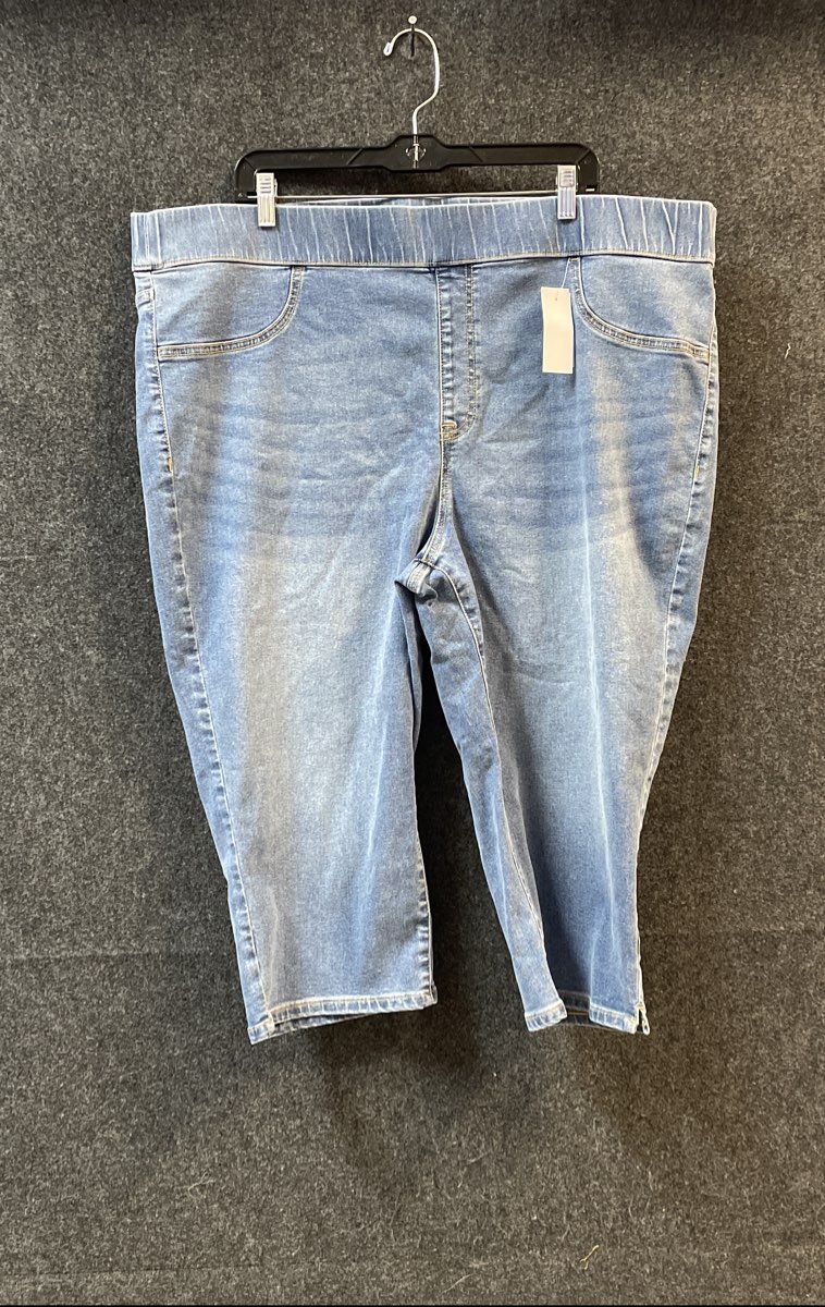 Lane Bryant Women's Light Wash Blue Pull-on Cropped Jeans Teggings Sz 22 NWT