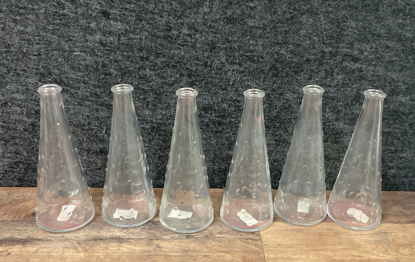 IKEA Glass Hobnail Cone Vase 6 Piece Set Clear Modern Bud Vases 7.5" Tall
