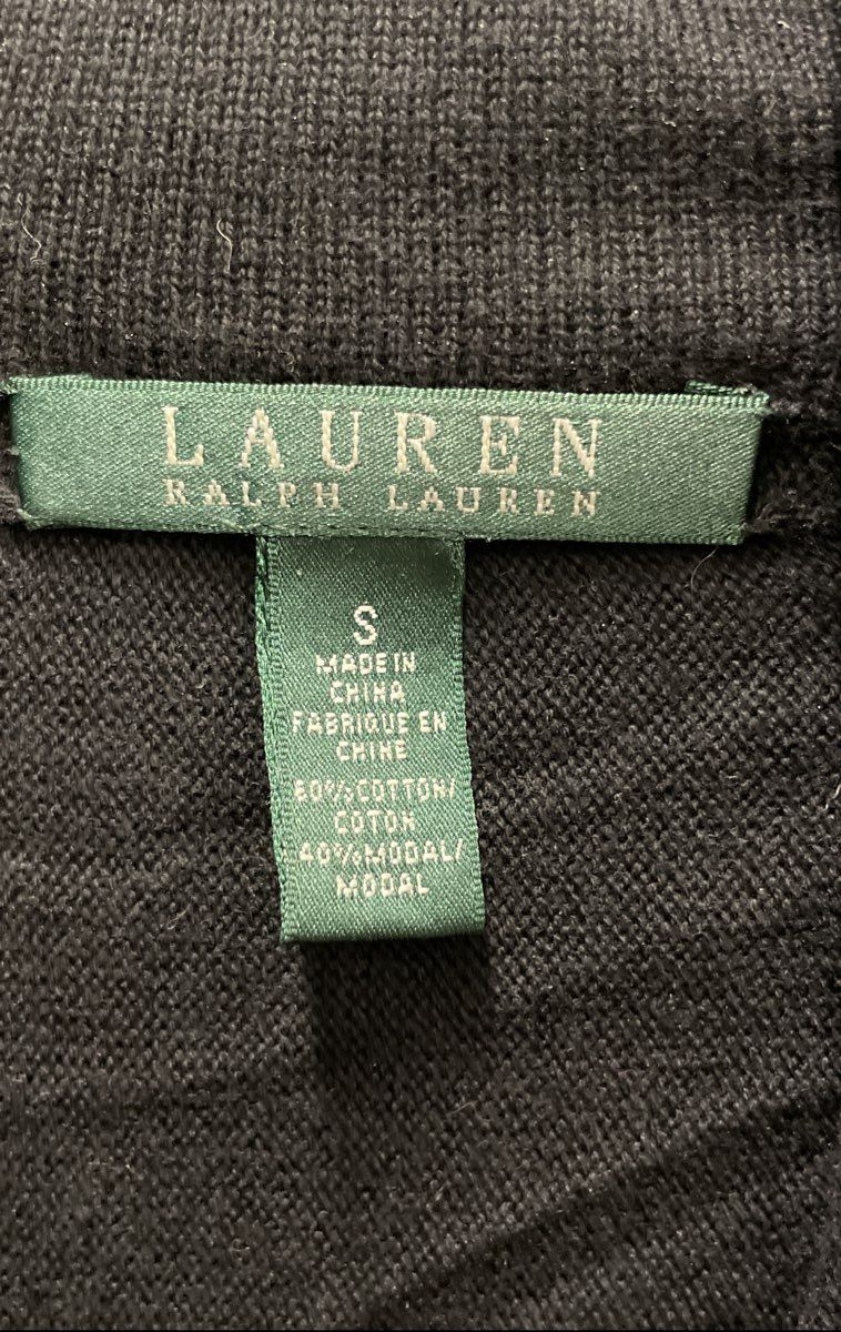 Lauren Ralph Lauren Women's Black Cowl Neck Cotton Modal Sweater Size S