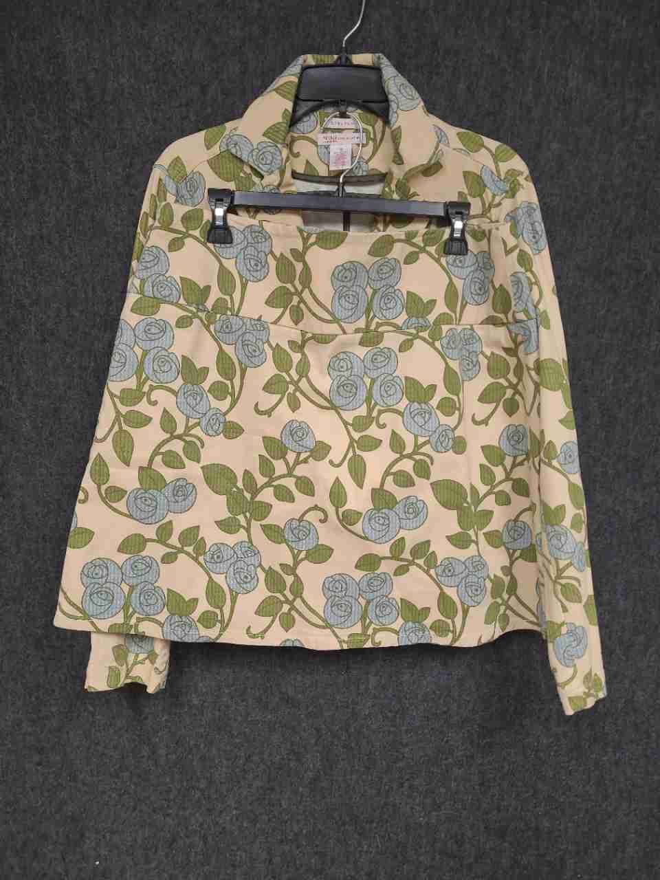 Nine & Co. Weekend Women's Blue Green Floral 2 Piece Blazer Skirt Set Sz 12