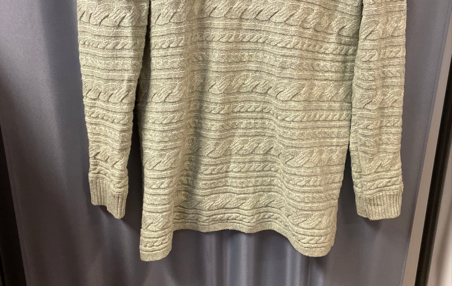 Soft Surroundings Women's Sage Green Cable-Knit Cotton Blend Sweater Sz L