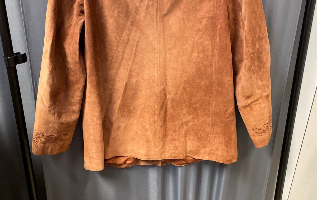 Draper's & Damon's Women's Brown Leather Paisley Embroidered Jacket Sz L