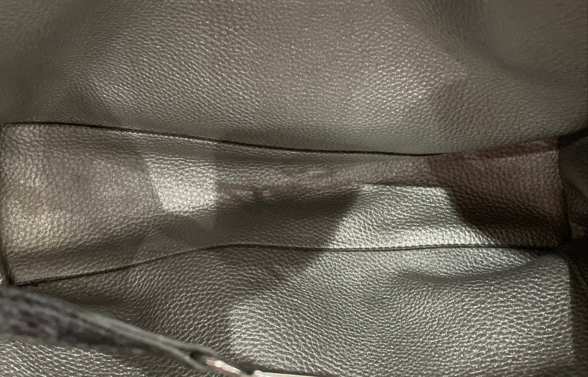 Kenneth Cole Reaction Black Leather Tote Bag Large Silver Hardware