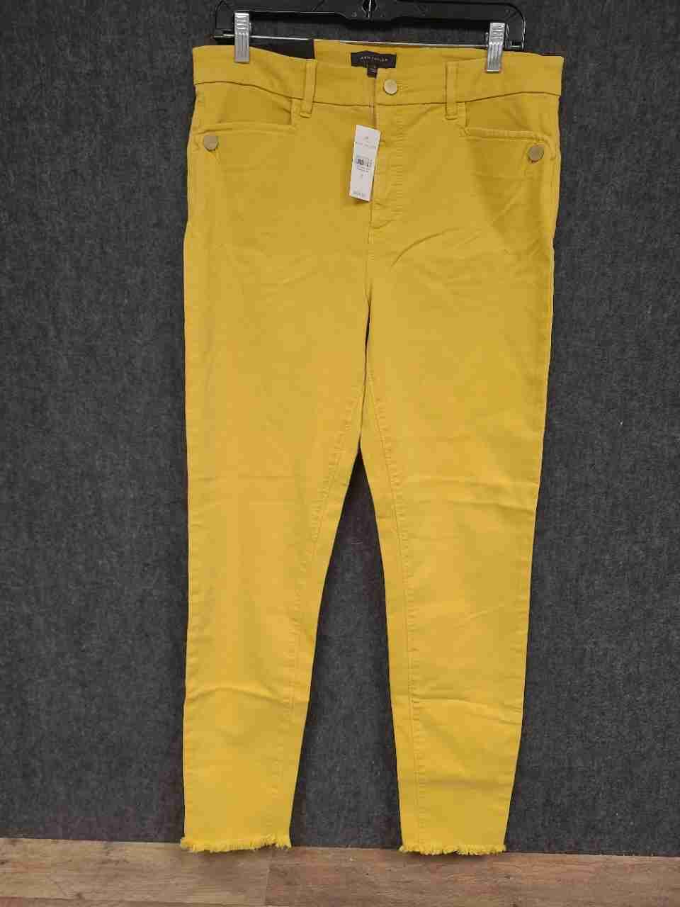 Ann Taylor Women's Yellow The Skinny Mid Rise Raw Hem Jeans Sz 12 NWT